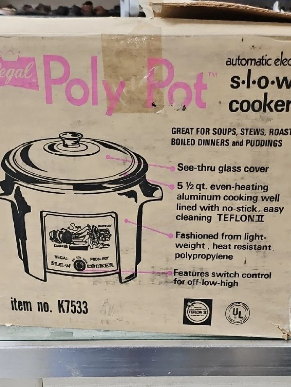 Vintage Green Poly-Pot Slow Cooker with Glass Lid